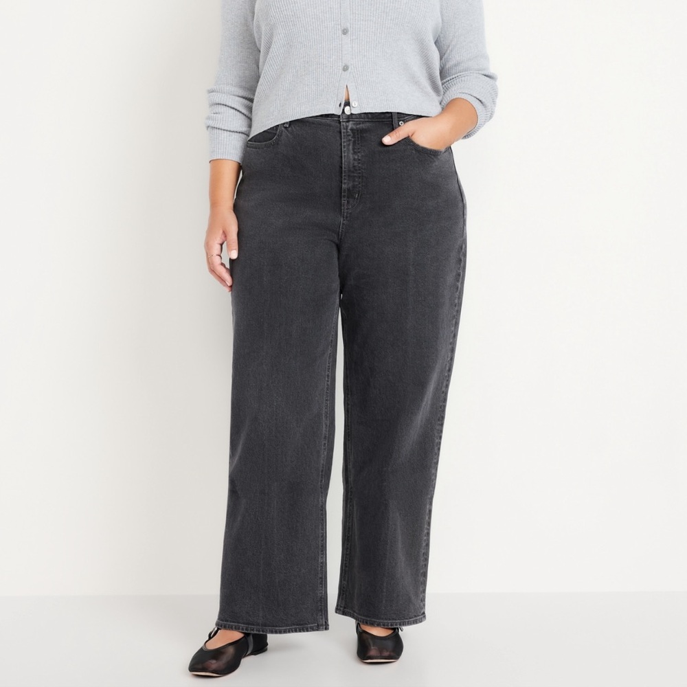 Old Navy Extra High Waisted Sky Hi Wide Leg Jeans | Size 16